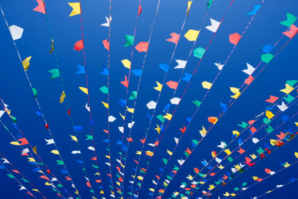 Festa Junina, Brazilian June Celebration party flags, and decoration.