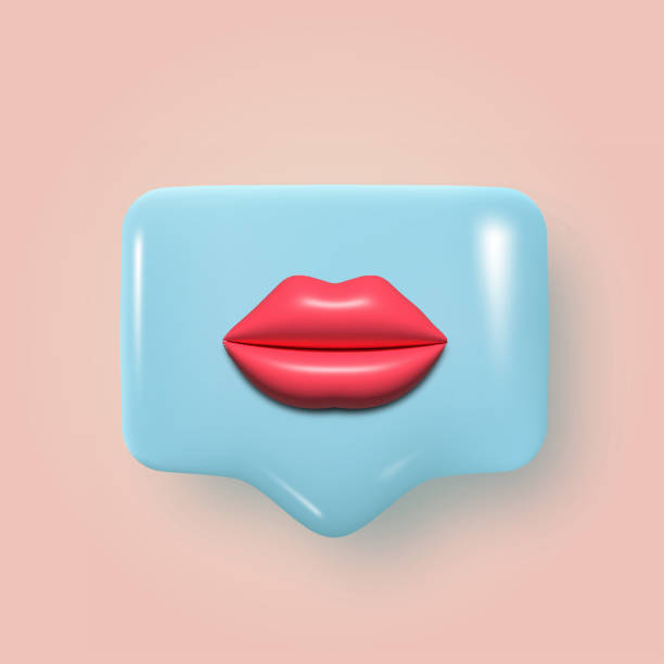 ilustrações de stock, clip art, desenhos animados e ícones de 3d message bubble with lips. vector - lipstick kiss