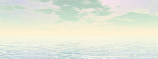 istock Peaceful cloudy sky upon the ocean -3D render 1400142350