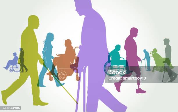 Group Of People With Different Disabilities Stock Illustration - Download Image Now - Disability, Accessibility for Persons with Disabilities, Accessibility