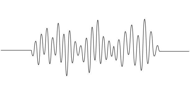 istock Continuous one line drawing of sound wave with different amplitude. Soundwave in simple linear style for banner music, webinar, online training. Editable stroke. Doodle vector illustration 1400145895