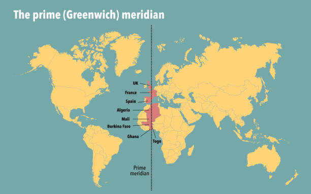 The Greenwich prime meridian vector art illustration