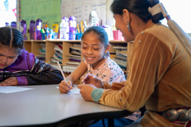 istock Young Female Teacher Assisting Elementary Age Students in Class Room at an Elementary School 1400149221