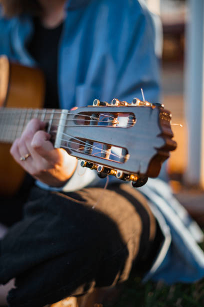 Close up of guitar peg