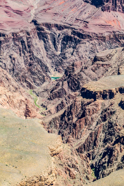 A view of the rocks and valley of the Grand Canyon from the South rim in May.