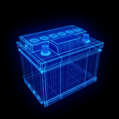 3d Rechargeable Battery wireframe on black