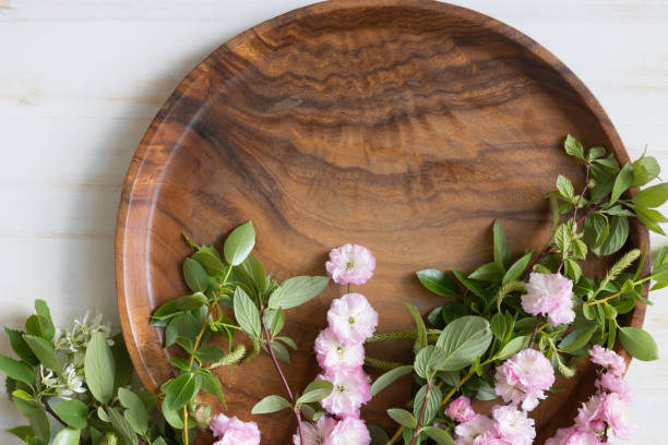 istock Close up border of pink blossoms on teak 1400156347