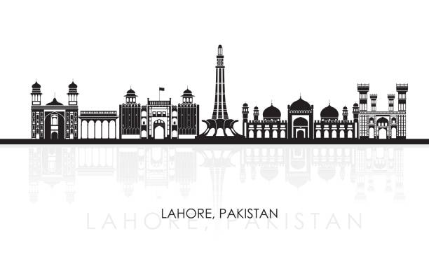 illustrazioni stock, clip art, cartoni animati e icone di tendenza di silhouette skyline panorama della città di lahore, pakistan - pakistan