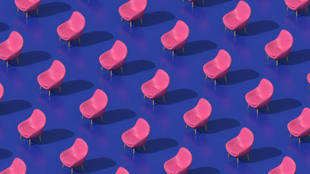 istock Pink armchair pattern. Blue background. Abstract illustration, 3d render. 1400159800