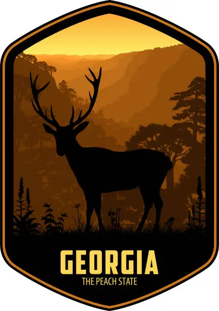 Vector illustration of Georgia vector label with white-tailed deer