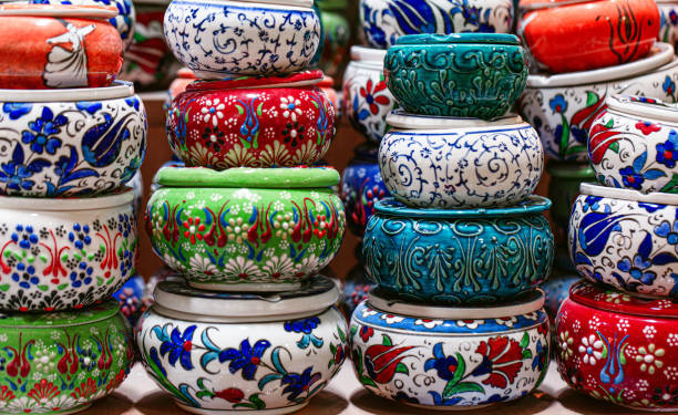 istock Collection of Traditional Turkish ceramics, decorated plates. 1400163949