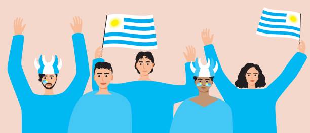 football fans from uruguay. - uruguay 幅插畫檔、美工圖案、卡通及圖標