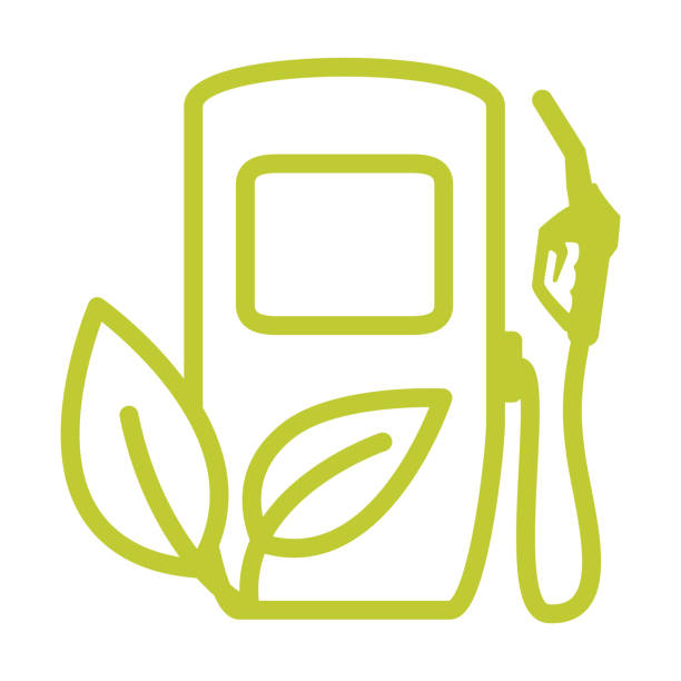 biokraftstoff-tankstelle. gas-, diesel- oder benzinausrüstung. eco auto tankstelle tankpistole. umweltfreundliche industrie, umwelt und alternative energien - benzin sparen stock-grafiken, -clipart, -cartoons und -symbole