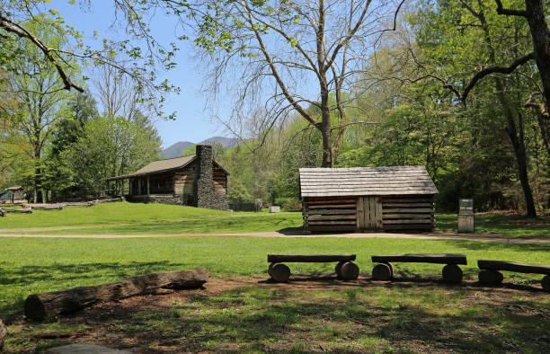 istock Idyllic landscape with John Oliver cabin 1400166214