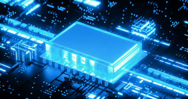 istock 3D rendering of cyberpunk AI. Circuit board. Technology background. Central Computer Processors CPU and GPU concept. Motherboard digital chip. Tech science background. 1400171373
