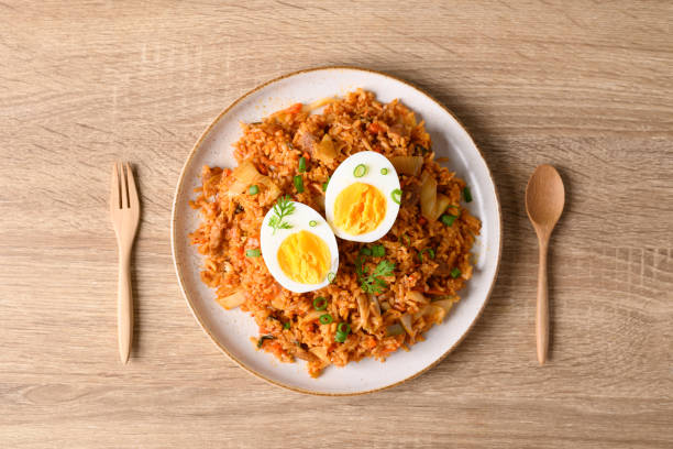 istock Korean kimchi fried rice with boiled egg 1400172888