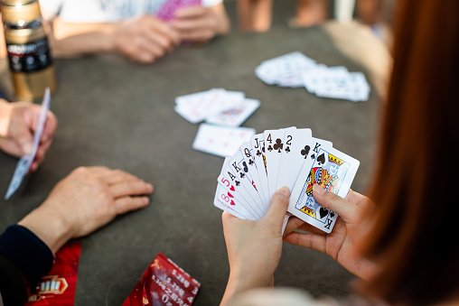 gambler at blackjack casino table