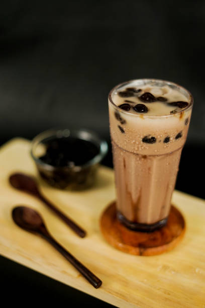istock Bubble Milk Tea. A fresh milk with sugar syrup. fresh drinks for the cafe menu 1400175494