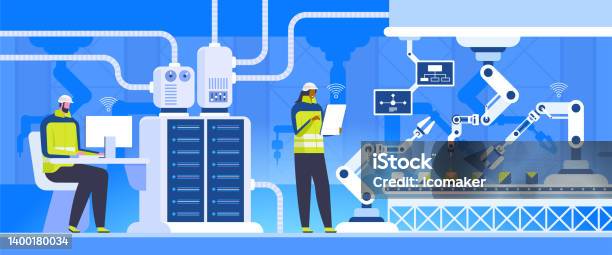 Machinery Control Graphics Manufacturing Control Flat Vector Illustration Stock Illustration ...