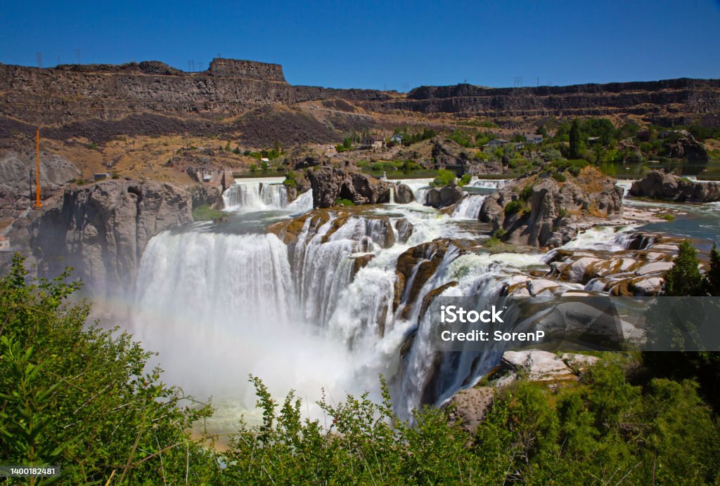Shoshone Falls Shoshone Falls is located near the city of Twin Falls, Idaho. It is sometimes called the "Niagara of the West." Idaho Stock Photo