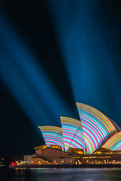 Various shades of color are moving in a light trail creating an asymmetrical tunneling effect.