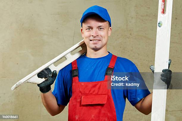 Plasterer Am Arbeitsplatz Stockfoto und mehr Bilder von Gipser - Gipser, Glücklichsein, Anstreicher