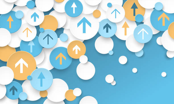 BUSINESS GROWTH INCREASE colorful business concept with up arrows BUSINESS GROWTH INCREASE colorful business concept with up arrows on blue background growth concept stock illustrations