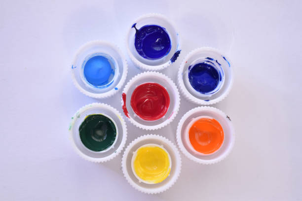 istock Caps from tubes of acrylic paint. 1400193518