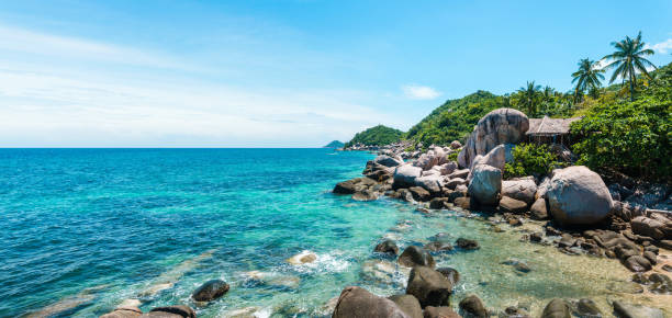 istock Beautiful tropical beach at island 1400193761