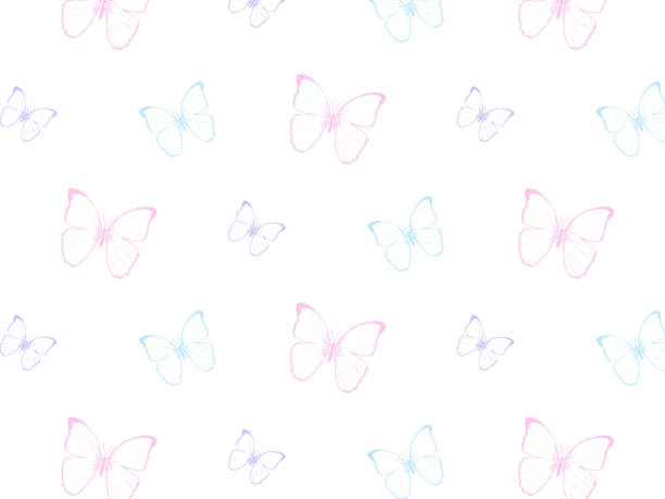 seamless pattern with butterflies for banners, cards, flyers, social media wallpapers, etc. seamless pattern with butterflies for banners, cards, flyers, social media wallpapers, etc. ホログラム stock illustrations
