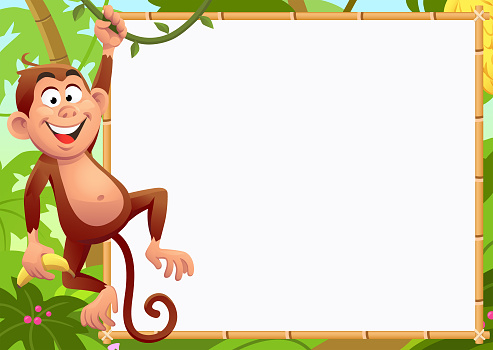 Monkey Swinging In Front Of A Sign