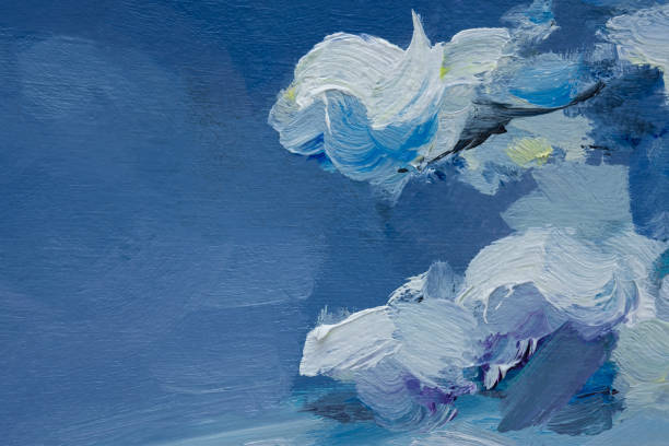 istock Blue background oil paint. Beautiful brush strokes close-up. 1400201308