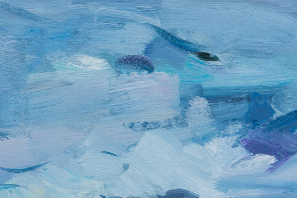 istock Blue background oil paint. Beautiful brush strokes close-up. 1400201316
