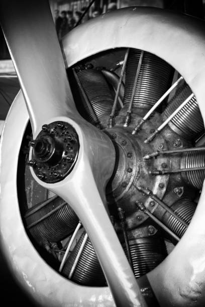 istock Radial engine of a vintage aircraft with a propeller 1400202528