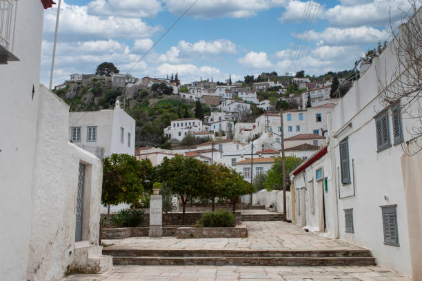 istock Beautiful Houses in Hydra, Greece 1400202952