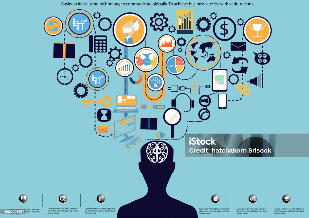 Think With Technology Illustration Businessdesign Modern Idea And Concept Think Creativity ...