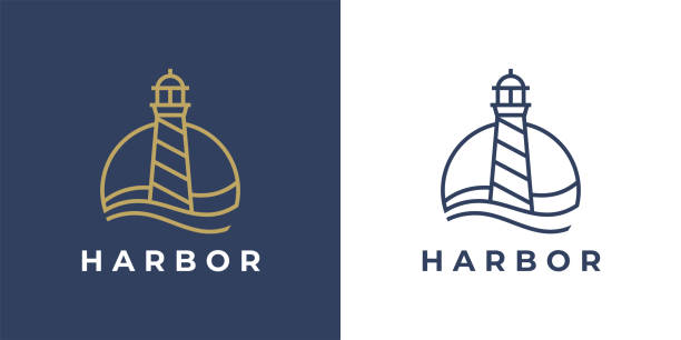 ilustrações de stock, clip art, desenhos animados e ícones de harbor lighthouse icon - farol estrutura construída