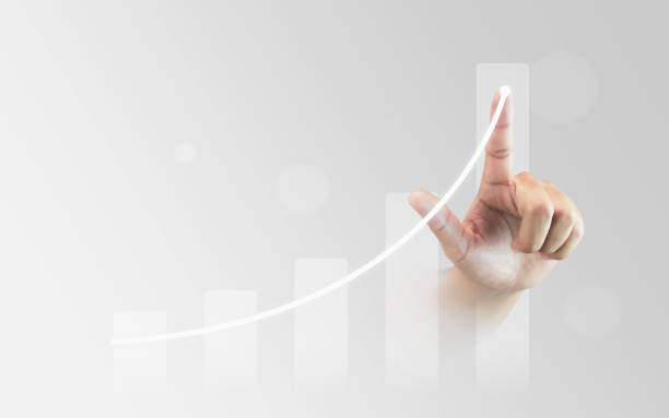 Hand growth business success graph concept on white background with development progress step chart or up arrow goal achievement and increase market profit financial investment stock target diagram. concepto de gráfico de éxito empresarial de crecimiento manual sobre fondo blanco con gráfico de pasos de progreso de desarrollo o flecha hacia arriba logro de objetivos y aumento de ganancias de mercado diagrama de objetivos de acciones de inversión f