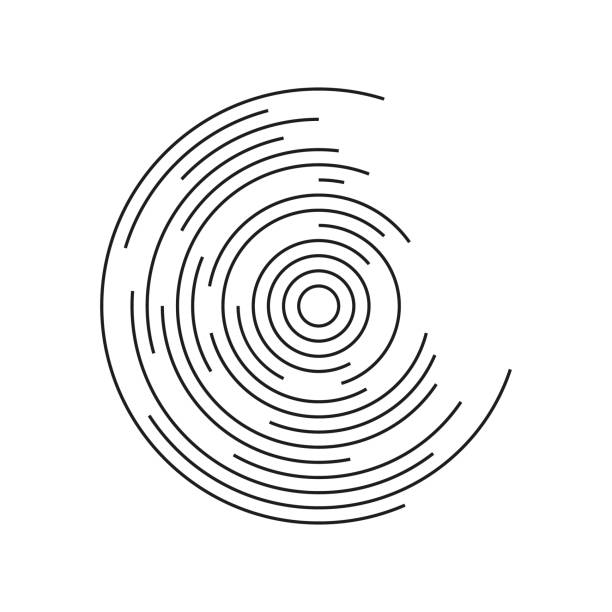 koncentryczny okrąg. koncentryczny okrąg linii. złamana spirala. okrągły wzór linii. falujący okrągły kształt. sonar geometryczny wirowy. projekt grafiki na białym tle. wektor - flowing water water air wave stock illustrations