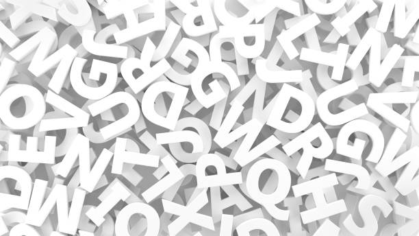 istock Background of scrambled white letters. 3D illustration. 1400211591