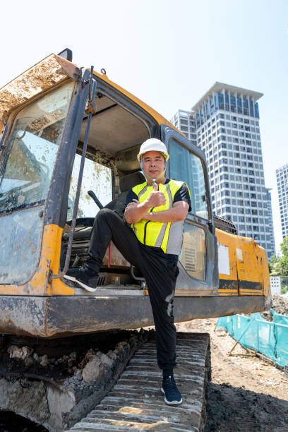 istock Confident bulldozer male driver 1400211801
