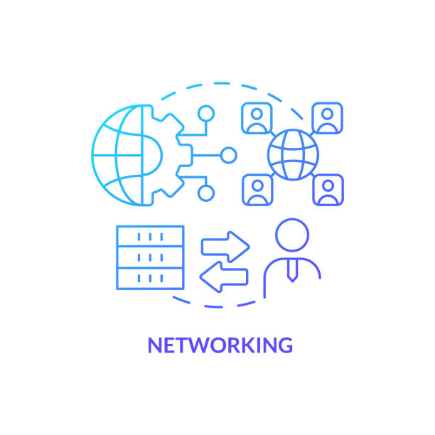 ilustrações de stock, clip art, desenhos animados e ícones de networking blue gradient concept icon - mathematical symbol complexity formula network server