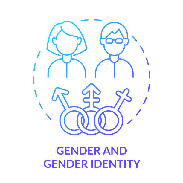 stockillustraties, clipart, cartoons en iconen met gender and gender identity blue gradient concept icon - dunne lijnenlettertypen