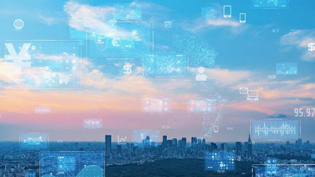 istock Smart city and communication network concept. Digital transformation. 1400218311
