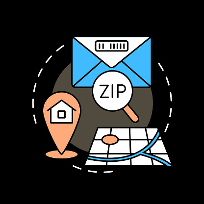 Place of residence concept icon for dark theme. Home address on map. Postal code. Navigation technology abstract idea thin line illustration. Isolated outline drawing. Editable stroke
