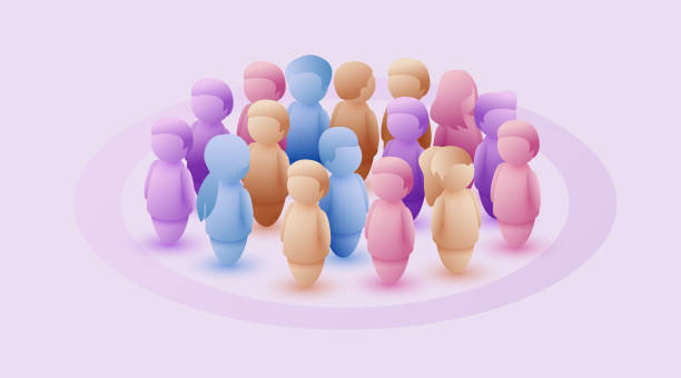 istock Large group of people in the shape of a circle on white background. People crowd concept. 1400220389