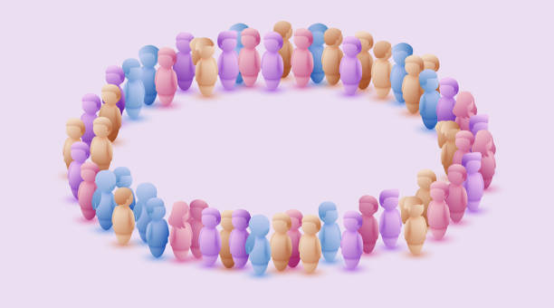 istock Large group of people in the shape of a circle on white background. People crowd concept. 1400220392