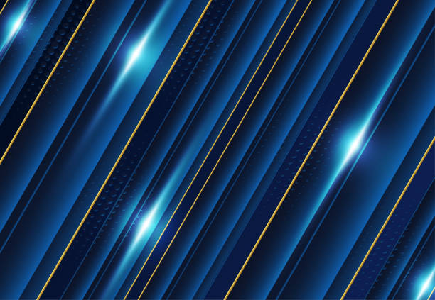 istock Modern dark luxury blue paper background with 3d layered line triangle texture for website, business card design. Vector illustration 1400220553