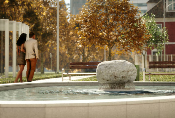 Digitally generated beautiful and sunny autumn day in the park.The scene was created in Autodesk® 3ds Max 2022 with V-Ray 5 and rendered with photorealistic shaders and lighting in Chaos® Vantage with some post-production added.