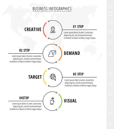 Business concept 4 steps by step for diagram, chart, web, graphic